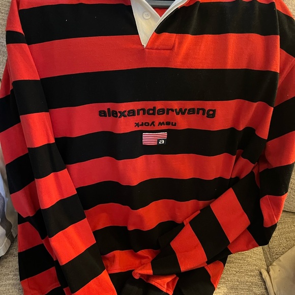 Alexander Wang Red and Black Collared Shirt - Picture 1 of 4